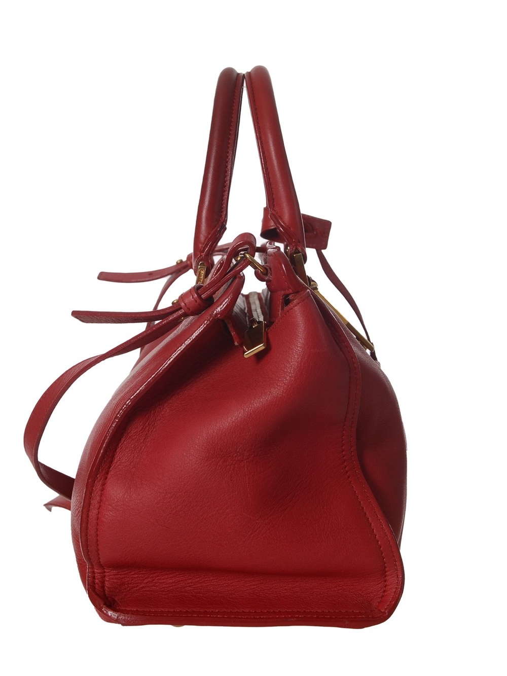 ♥️Saint Laurent Paris Cabas Red Leather 'Y' Top-Handle Satchel♥️ - Picture 2 of 16